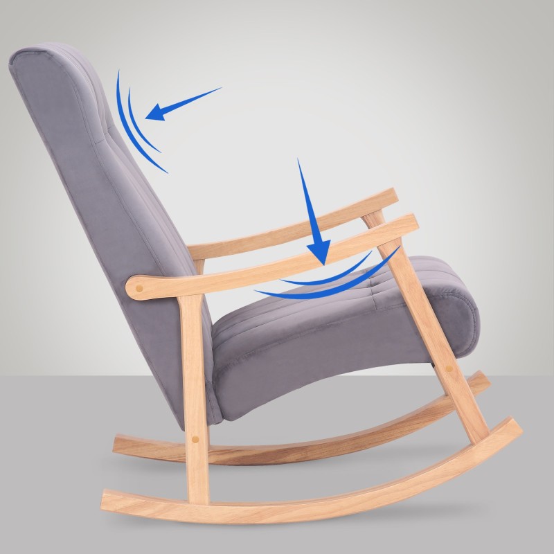 Samettipäällysteinen keinutuoli, kestävä ja mukava lounge-tuoli