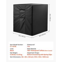 Ilmastointilaitteen suojapeite 190T-tafti vedenpitävä 914x914x1010 mm musta kiristysnarulla