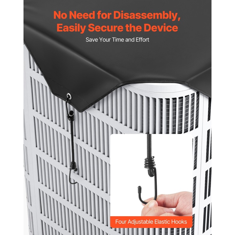 Ilmastointilaitteen ulkoyksikön yläsuojus 190T-tafti PVC-sisuksella 81 x 81 cm musta