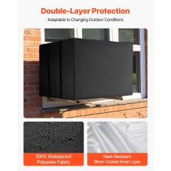 Ilmastointilaitteen suojus musta kaksikerroksinen 190T vedenpitävä tafti 530x400x380 mm