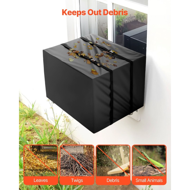 Ilmastointilaitteen suojus musta kaksikerroksinen 190T vedenpitävä tafti 530x400x380 mm