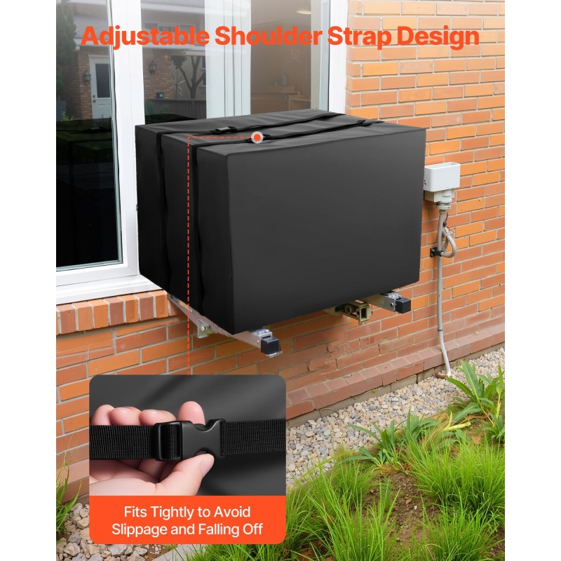 Ilmastointilaitteen suojus musta kaksikerroksinen 190T vedenpitävä tafti 530x400x380 mm