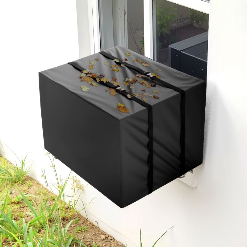 Ilmastointilaitteen suojus musta kaksikerroksinen 190T vedenpitävä tafti 530x400x380 mm