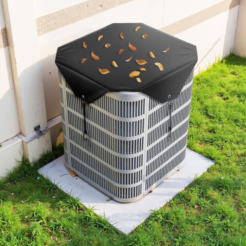 Ilmastointilaitteen ulkoyksikön suojus 190T-tafti PVC-vuori 710 x 710 mm musta