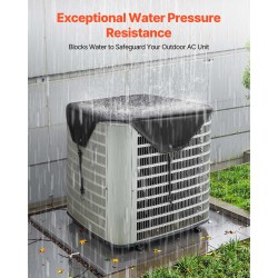 Ilmastointilaitteen ulkoyksikön suojapeite 190T-tafti PVC-pinnoite musta 910 x 910 mm