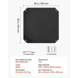 Ilmastointilaitteen ulkoyksikön suojapeite 190T-tafti PVC-pinnoite musta 910 x 910 mm