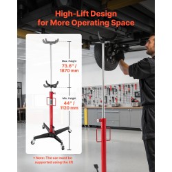 Hydraulinen vaihteistonostin 500 kg nelikäsivarsinen säädettävä tarjotin 112–187 cm nostokorkeus