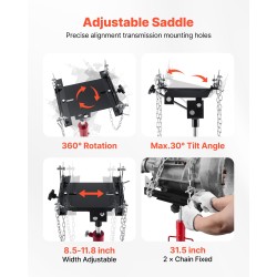 Hydraulinen vaihteistonostin teräsrunko 500 kg säädettävä 127–202 cm jalkapoljin