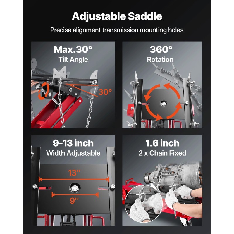 Matalaprofiilinen hydraulitunkki teräsrunko 1000 kg nostokyky 185–700 mm valurautaiset pyörät