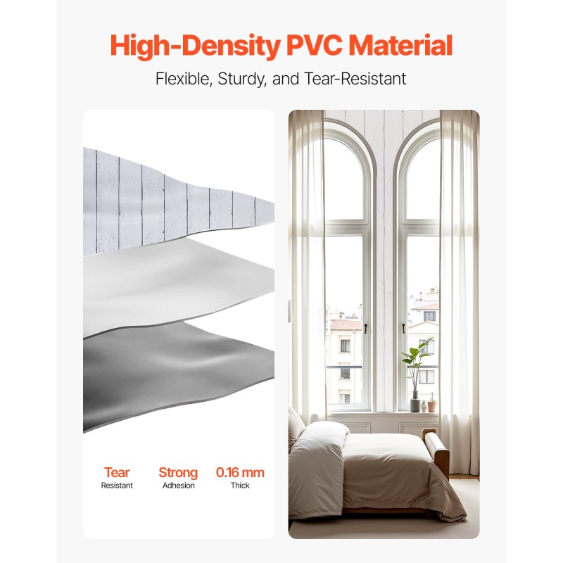 Itsekiinnittyvä vinyylitapettirulla 45 cm 15 m valkoinen puukuosi vedenpitävä