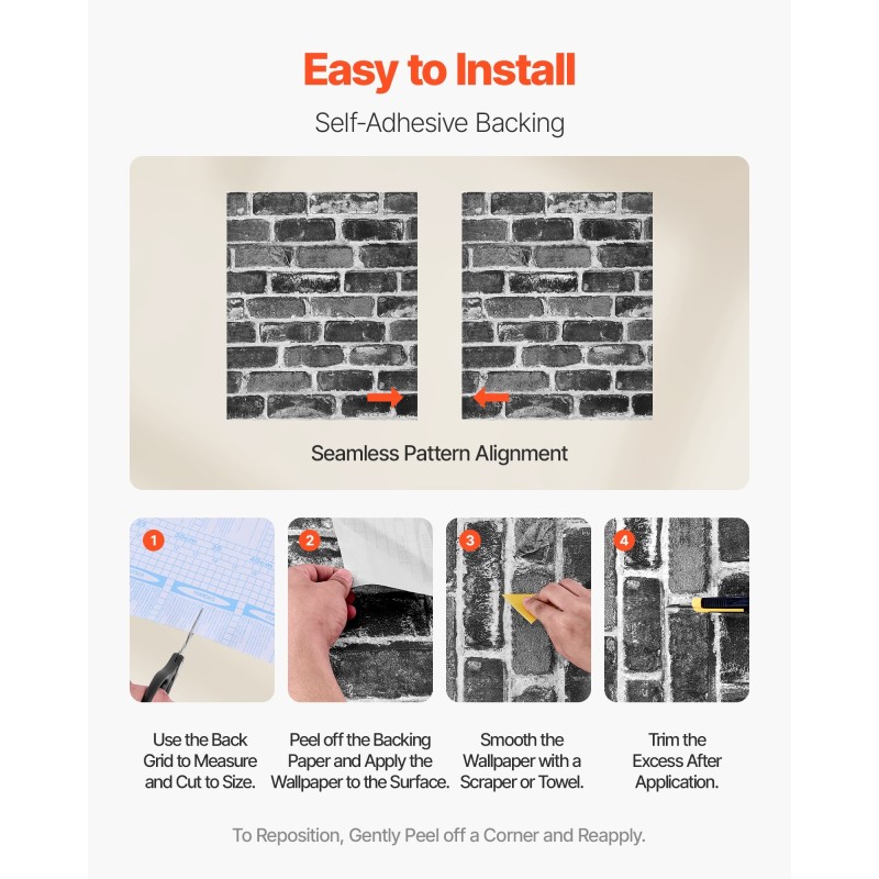 Itsekiinnittyvä vinyylitapettirulla 45 cm leveä 10 m harmaa tiilikuosi