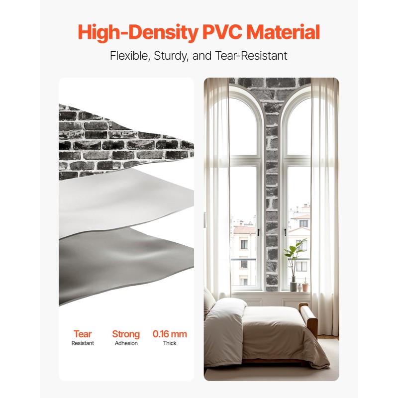 Itsekiinnittyvä vinyylitapettirulla 45 cm leveä 10 m harmaa tiilikuosi