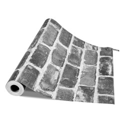 Itsekiinnittyvä vinyylitapettirulla 45 cm leveä 10 m harmaa tiilikuosi