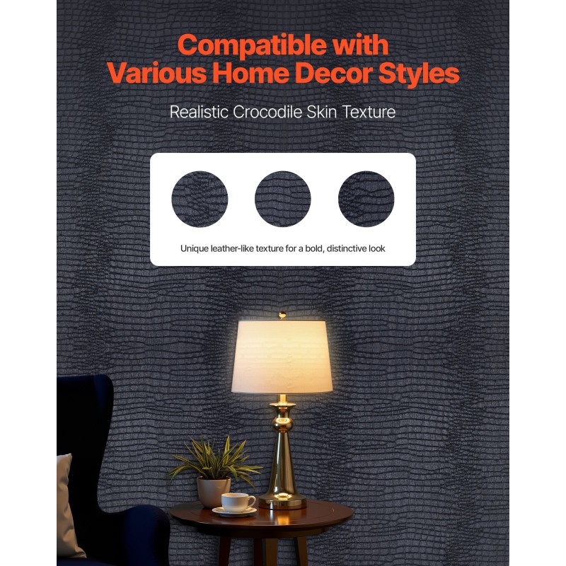 Itseliimautuva vinyylitapettirulla 40 cm x 10 m musta halkeileva kuvio seinille