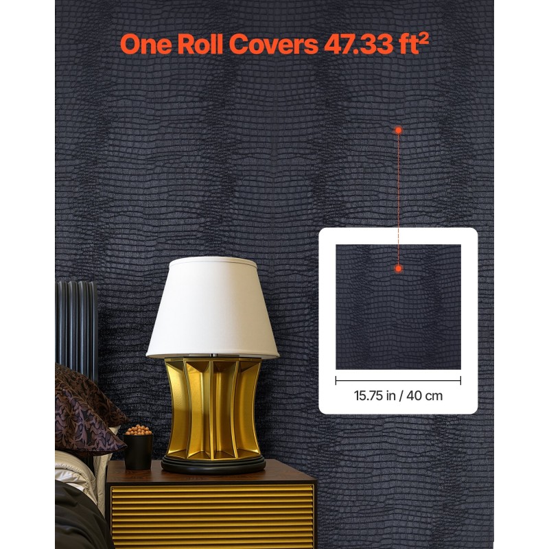 Itseliimautuva vinyylitapettirulla 40 cm x 10 m musta halkeileva kuvio seinille