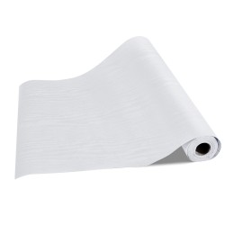 Itsekiinnittyvä muovinen tapettirulla 45 cm 10 m valkoinen puunsyykuvio