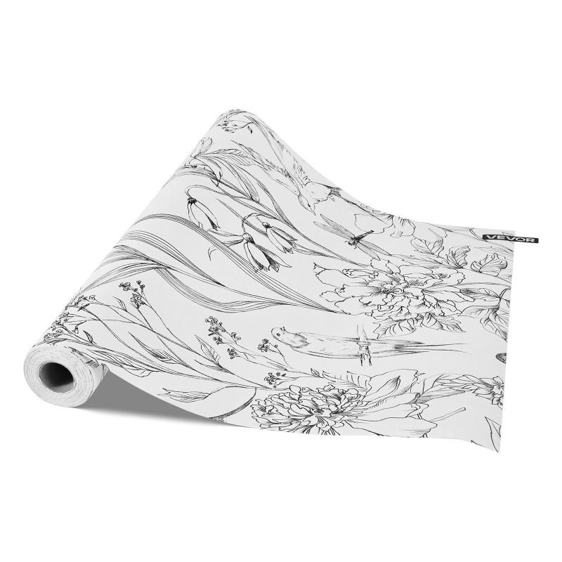 Tapettirulla PVC-muovinen itsekiinnittyvä 45 cm x 10 m vedenkestävä kasvi ja kukkakuvio