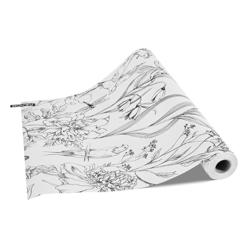 Tapettirulla PVC-muovinen itsekiinnittyvä 45 cm x 10 m vedenkestävä kasvi ja kukkakuvio