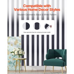 Itsekiinnittyvä vinyylitapettirulla 45 cm x 15 m mustavalkoinen geometrinen kuvio seinälle