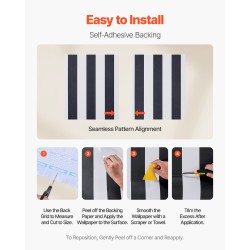 Itsekiinnittyvä vinyylitapettirulla 45 cm x 15 m mustavalkoinen geometrinen kuvio seinälle