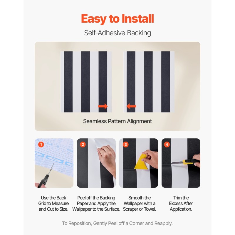 Itsekiinnittyvä vinyylitapettirulla 45 cm x 15 m mustavalkoinen geometrinen kuvio seinälle