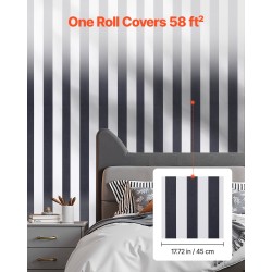 Itsekiinnittyvä vinyylitapettirulla 45 cm x 15 m mustavalkoinen geometrinen kuvio seinälle