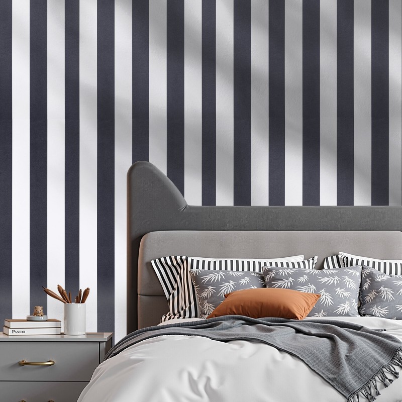 Itsekiinnittyvä vinyylitapettirulla 45 cm x 15 m mustavalkoinen geometrinen kuvio seinälle