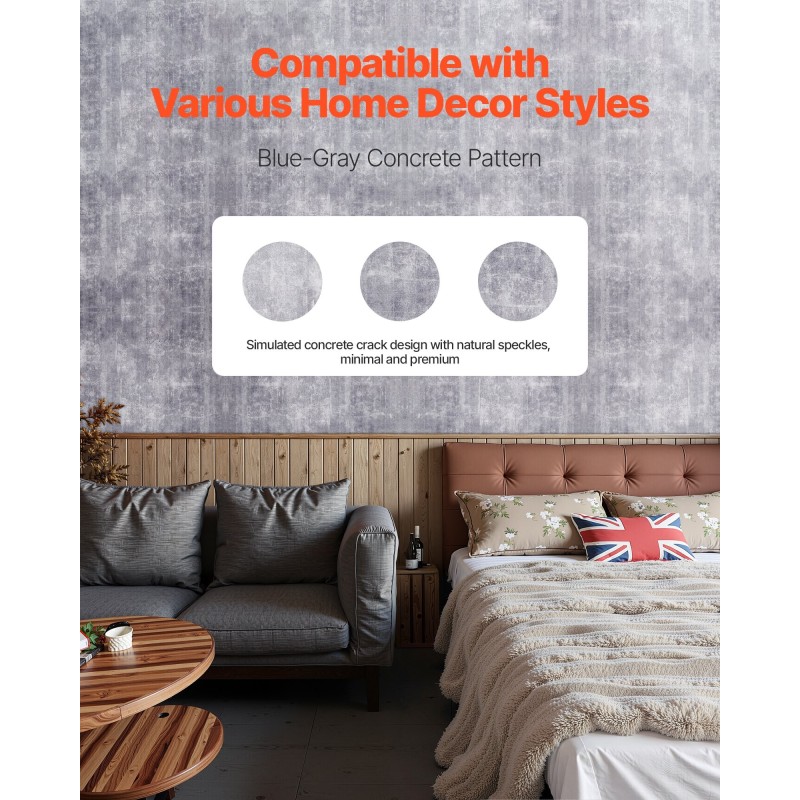 Itsekiinnittyvä PVC-vinyylitapettirulla 40 cm x 15 m tumma harmaa seinälle