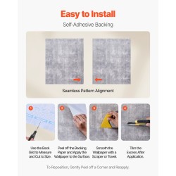 Itsekiinnittyvä PVC-vinyylitapettirulla 40 cm x 15 m tumma harmaa seinälle