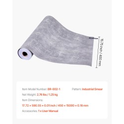 Itsekiinnittyvä PVC-vinyylitapettirulla 40 cm x 15 m tumma harmaa seinälle