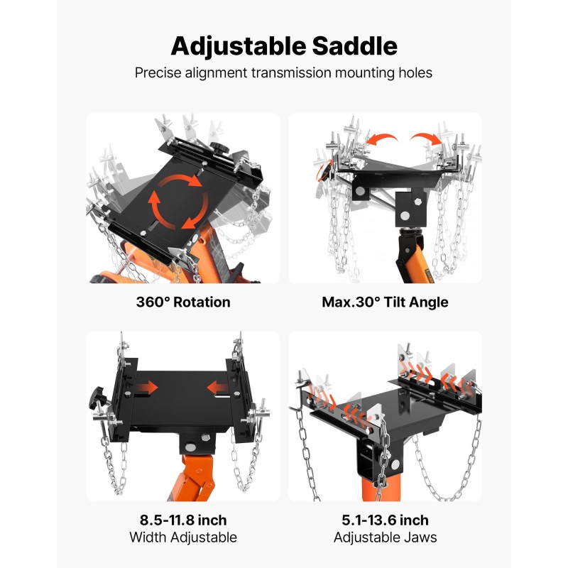 Vaihteistonostimen adapteri lattiatunkille teräsrakenne 500 kg kantavuus säädettävä alusta ketjuilla