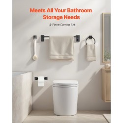 Neliosainen kylpyhuonesetti ruostumatonta terästä matta musta seinäkiinnitys