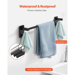 Neliosainen kylpyhuonesetti ruostumatonta terästä matta musta seinäkiinnitys