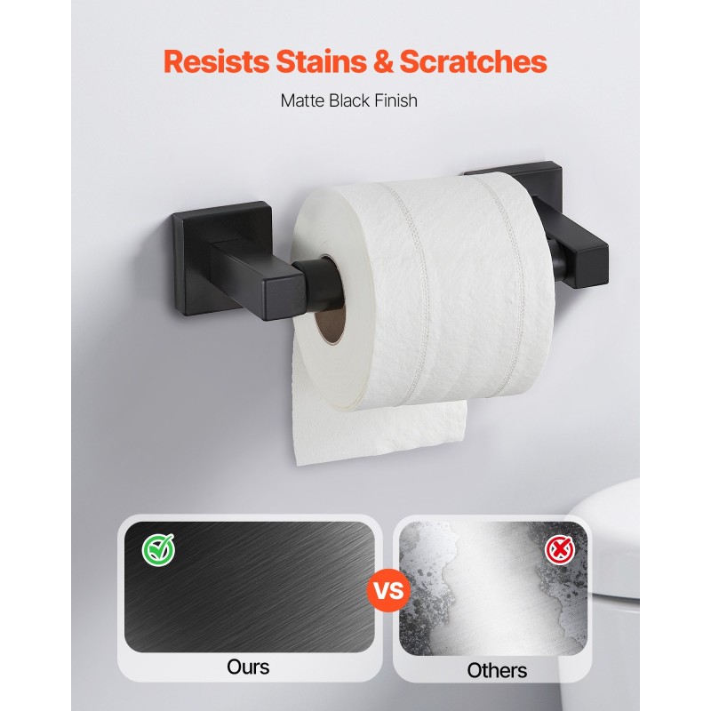 Neliosainen kylpyhuonesetti ruostumatonta terästä matta musta seinäkiinnitys