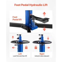 Hydraulinen vaihteistonostin 750 kg teleskooppinen teräsrunko jalkapoljin