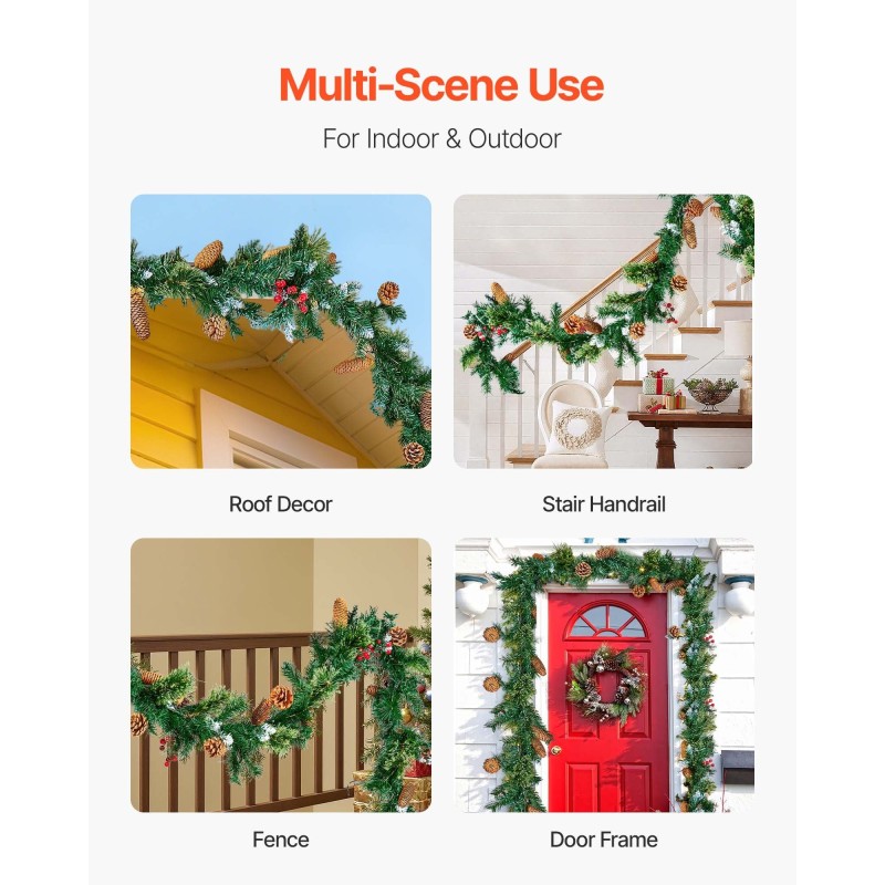 Keinotekoinen jouluköynnös PE-muovia 2750 mm 50 LED-valolla sisä- ja ulkokäyttöön