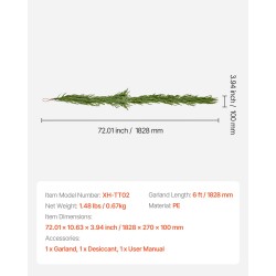 Kuusiköynnös polyeteenimuovia 1828 millimetriä pitkä vedenpitävä metallilangalla vahvistettu sisä ja ulkokäyttöön