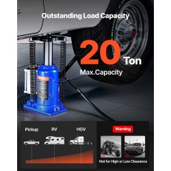 Ilmahydraulinen pullonostin 20 t 260–495 mm ilma ja käsipumppu