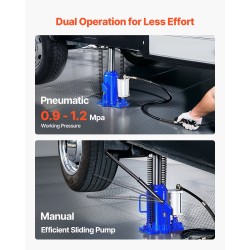 Ilmahydraulinen pullonostin 20 t 260–495 mm ilma ja käsipumppu