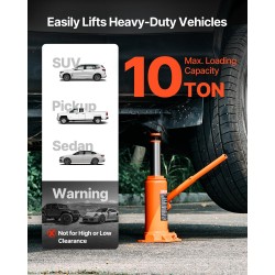 Hydraulinen pullotunkki 10 t valurauta hiiliteräs nostokorkeus 235–470 mm