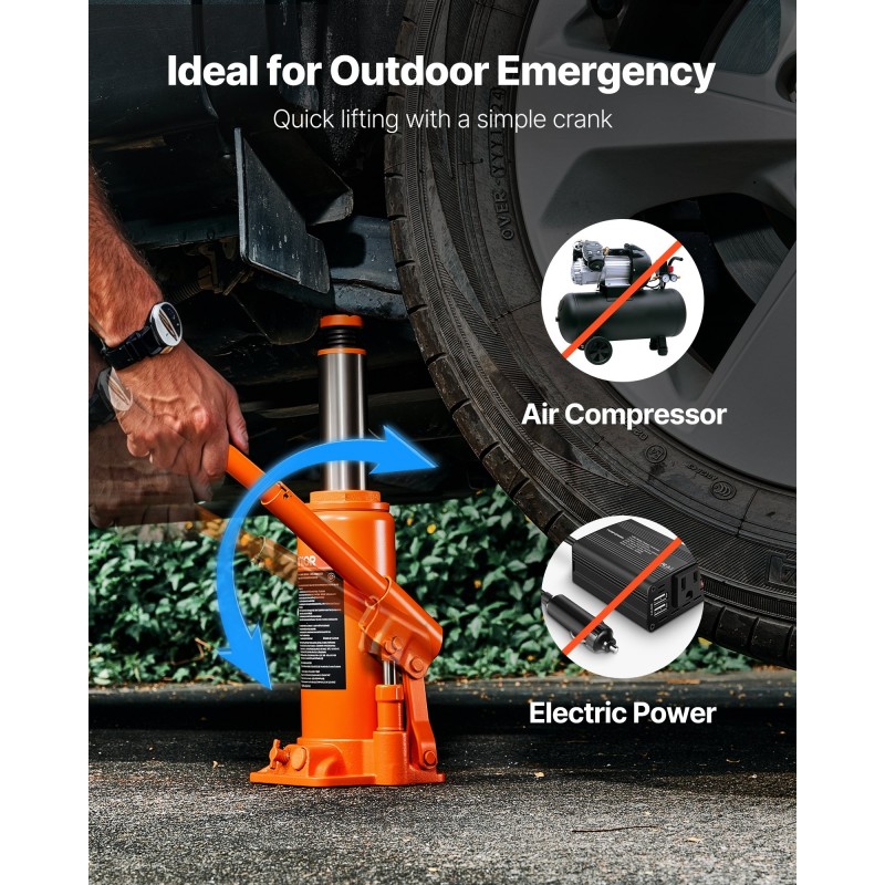 Hydraulinen pullotunkki 10 t valurauta hiiliteräs nostokorkeus 235–470 mm