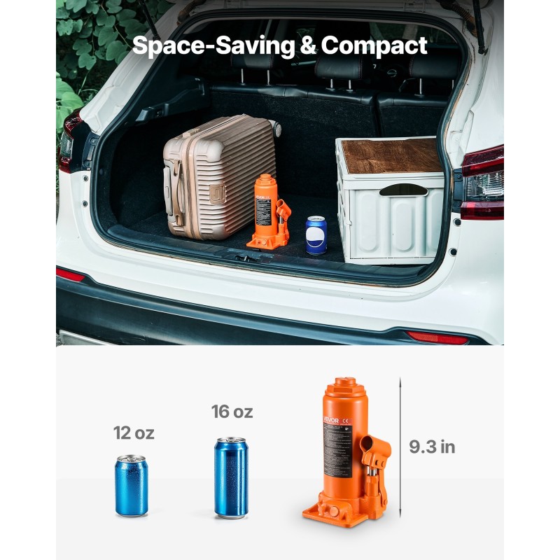 Hydraulinen pullotunkki 10 t valurauta hiiliteräs nostokorkeus 235–470 mm