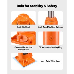 Hydraulinen pullotunkki 10 t valurauta hiiliteräs nostokorkeus 235–470 mm