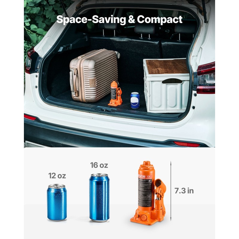 Hydraulinen pullotunkki 4 tonnia valurauta hiiliteräs 185–350 mm säädettävä ruuvi