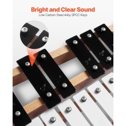 Glockenspiel-kellopeli 27-ääninen matalahiiliteräslevyt ääniala G2–A5 luonnonpuinen pohja 4 kapulaa kantolaukku