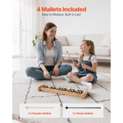 Glockenspiel-kellopeli 27-ääninen matalahiiliteräslevyt ääniala G2–A5 luonnonpuinen pohja 4 kapulaa kantolaukku