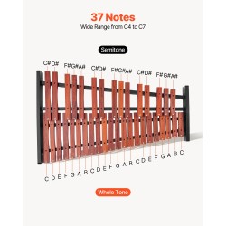 Puinen kellopeli 37-ääninen C4–C7 säädettävä X-teline kapulat kantolaukku