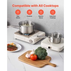 Kattilasetti kolmen kasarin pinnoitteeton ruostumaton teräs lasikansilla