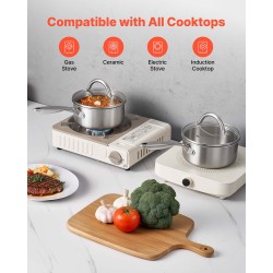 Kastikekasari pinnoittamaton ruostumaton teräs 16 cm lasikannella induktiolle sopiva