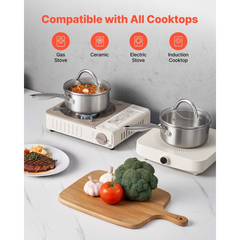 Kastikekasari pinnoittamaton ruostumaton teräs 16 cm lasikannella induktiolle sopiva